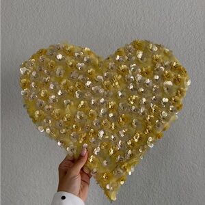 Heart-Shaped Yellow Sequin Flower Wall Art Piece